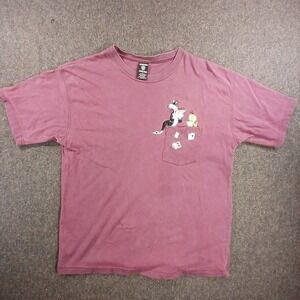 Warner Bros Studio Store T-Shirt Mens Small Maroon Sylvester Tweety Pocket Tee